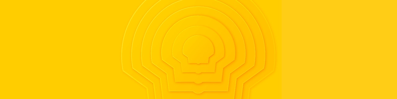 Na imagem, o logotipo da Shell em formato de concha se repete em fundo amarelo.