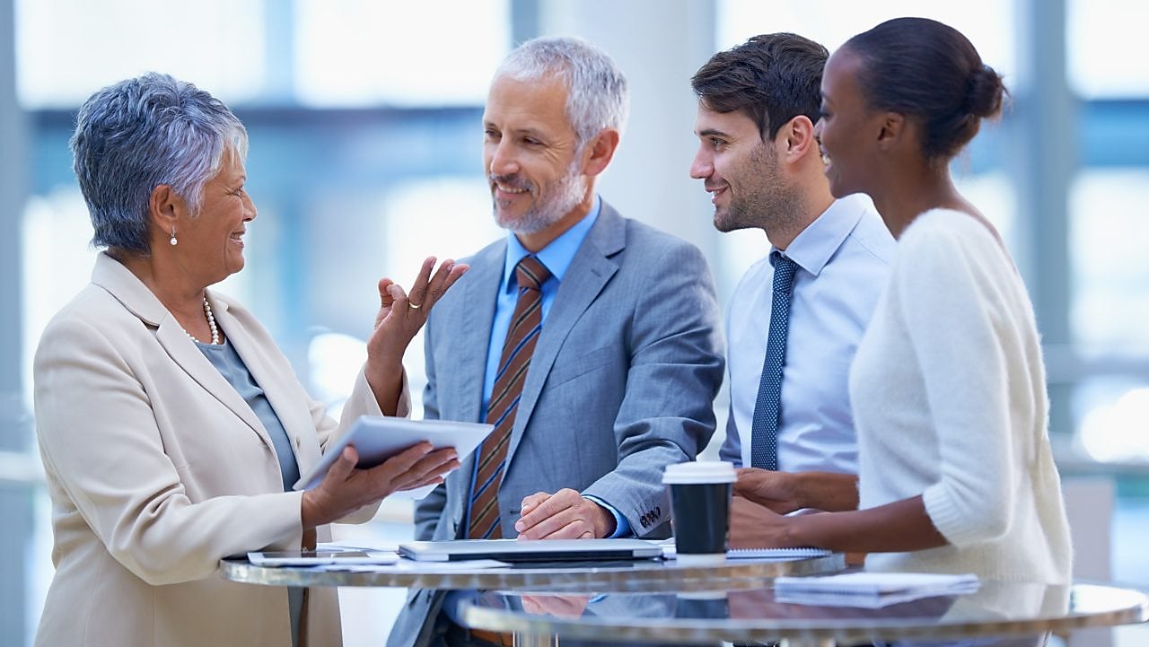 A group of people having a discussion