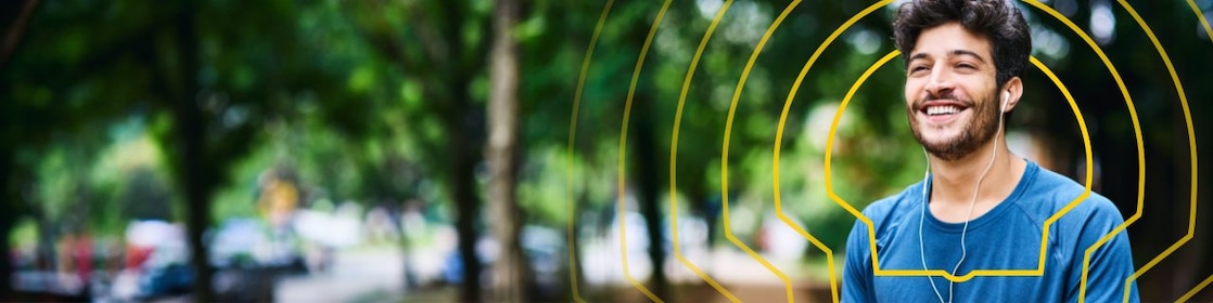 Young man with shell energy lines surrounding him.