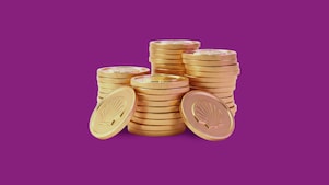 Ilustração de pilhas de moedas com concha da Shell