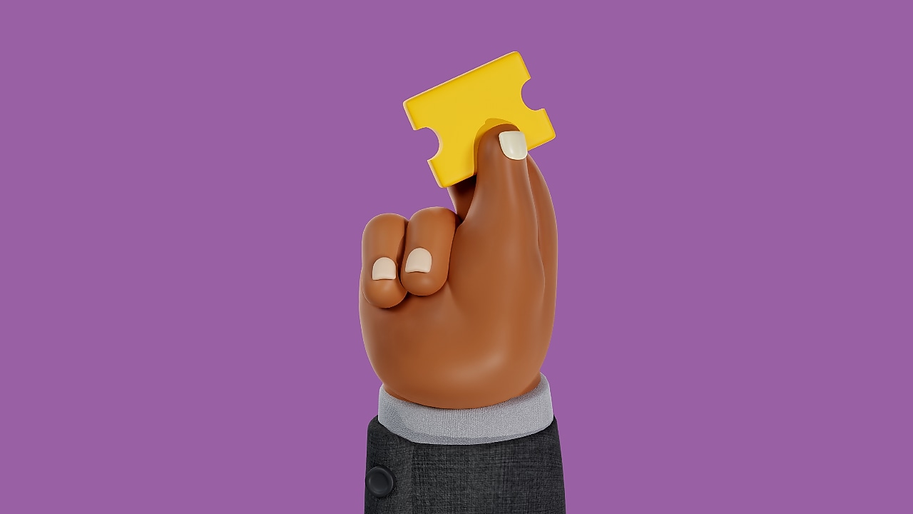 Ilustração de mão segurando tíquete