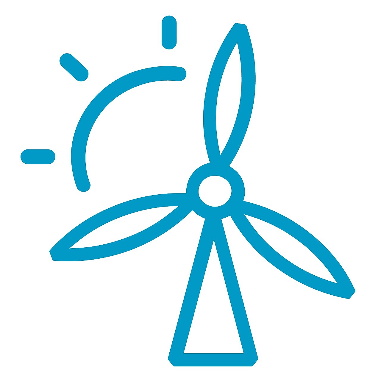 turbina de vento com sol atrás