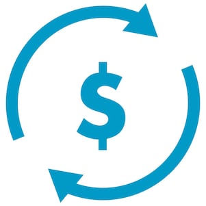 símbolo de dinheiro com setas ao redor