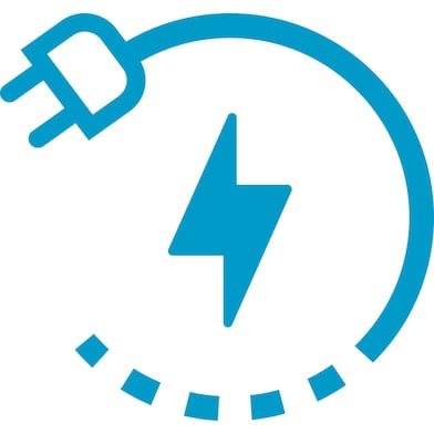 uma tomada circulando um raio, representando energia renovável