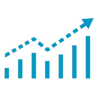 um gráfico ascendente com uma seta