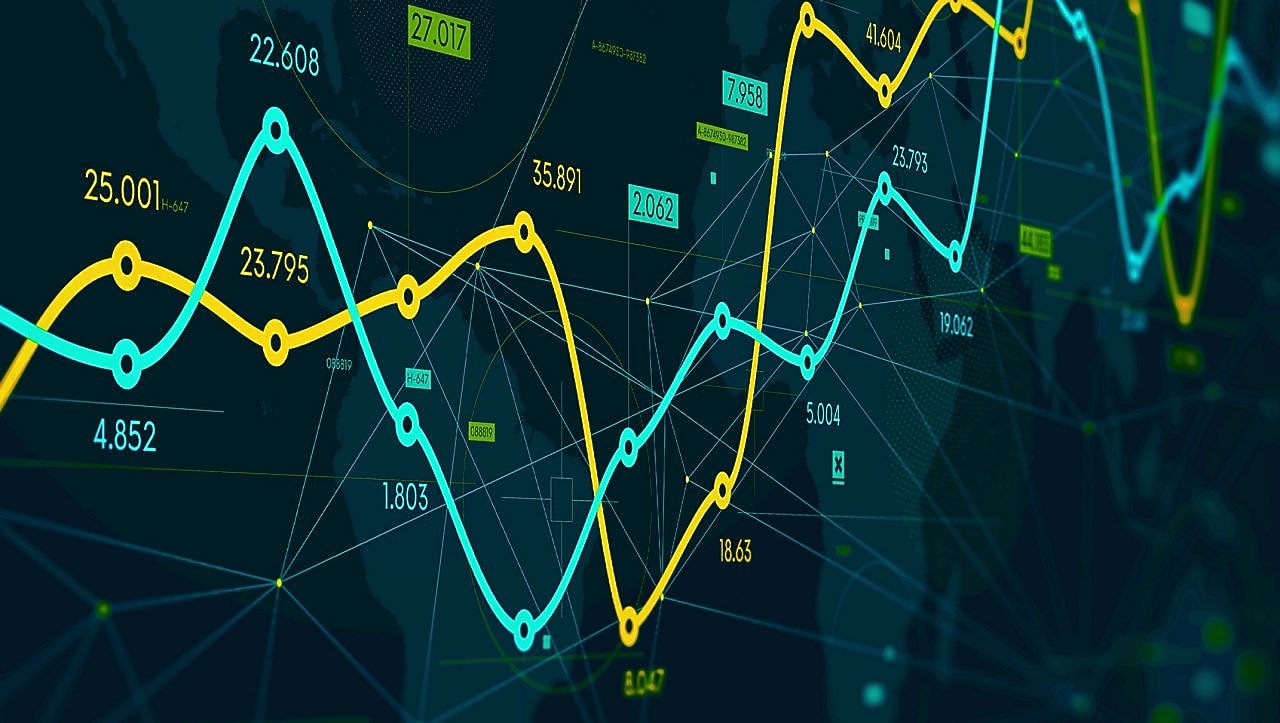 gráfico de transações em uma tela.