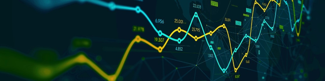 gráfico de transações em uma tela.